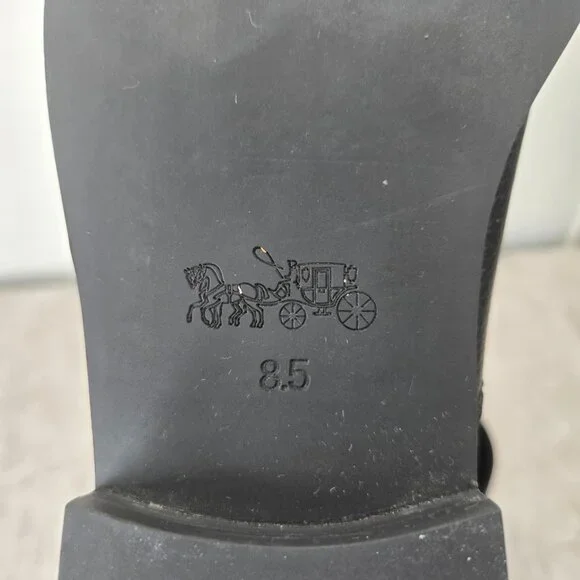 Coach Pull On Chelsea Boots Mens Sz 8.5 Black Leather Minimalist Preppy Booties - Picture 10 of 12